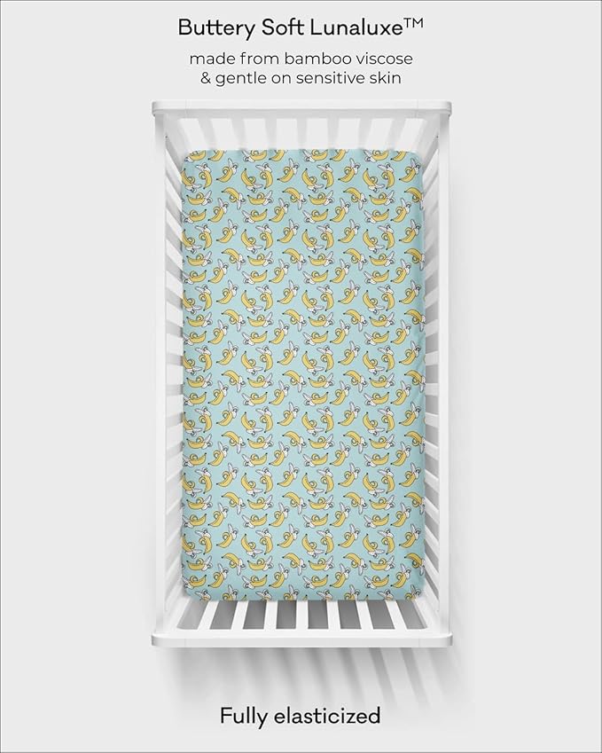 Little Sleepies Baby Crib Sheets, Buttery Soft Viscose from Bamboo Crib Sheets for Boys & Girls, Toddler Bed Sheet, Standard Crib Mattress Sheet, Super Stretchy & Elasticized (Bananas)