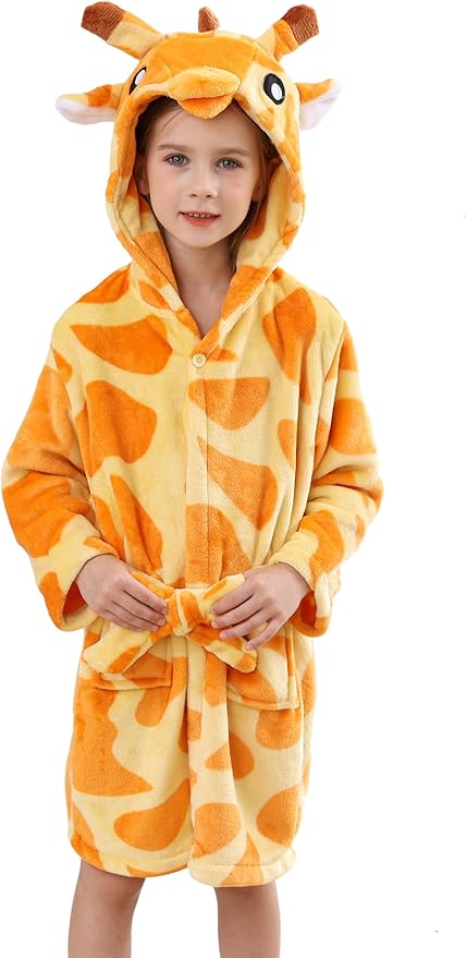 DELEY Girl's Robe Baby Boys Hoodie Robes Toddler Bathrobes for Kids Pajamas Sleepwear