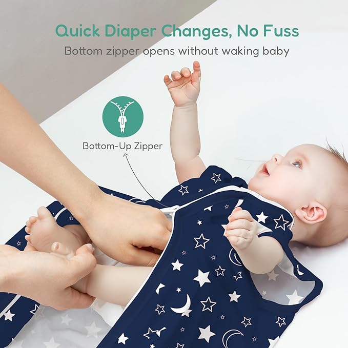 Baby Sleep Sacks Lightweight, Soft & Breathable 0.5 TOG Wearable Blanket with Zipper, 3-Pack 0-3-6-12-24-4T