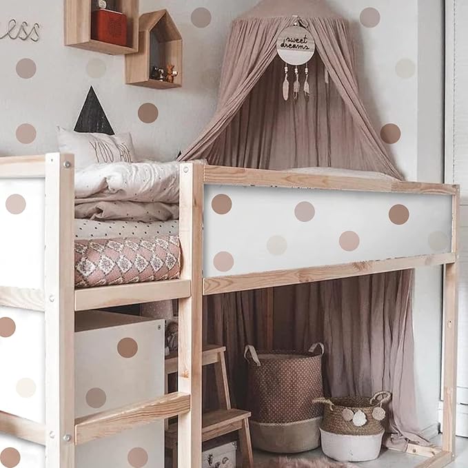 Boho Polka Dot Wall Decals Pink Dots Wall Sticker for Kids Baby Girls Living Room Bedroom Playroom (12 Sheets)