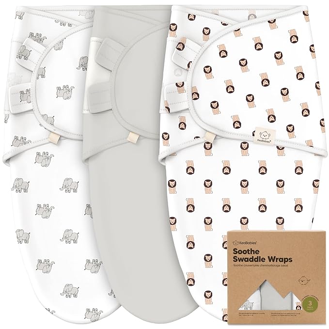 KeaBabies 3-Pack Organic Baby Swaddle Sleep Sacks - Swaddles for Newborns, Infant 0-3 Months, Baby Girls, Boys, Soft & Snug Newborn Sleep Sack, Nursery Swaddling Blankets (The Wild 2)