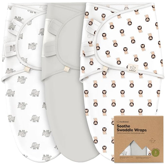 KeaBabies 3-Pack Organic Baby Swaddle Sleep Sacks - Swaddles for Newborns, Infant 0-3 Months, Baby Girls, Boys, Soft & Snug Newborn Sleep Sack, Nursery Swaddling Blankets (The Wild 2)