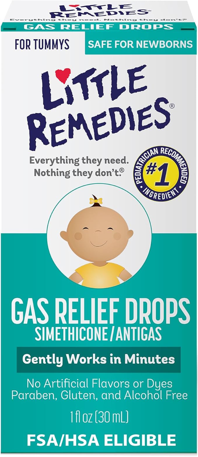 Little Remedies Newborn Gas Relief Drops, Relieves Discomfort From Gas, Baby Medicine with No Artificial Flavors or Dyes, Natural Berry Flavor, 1 Fl Oz