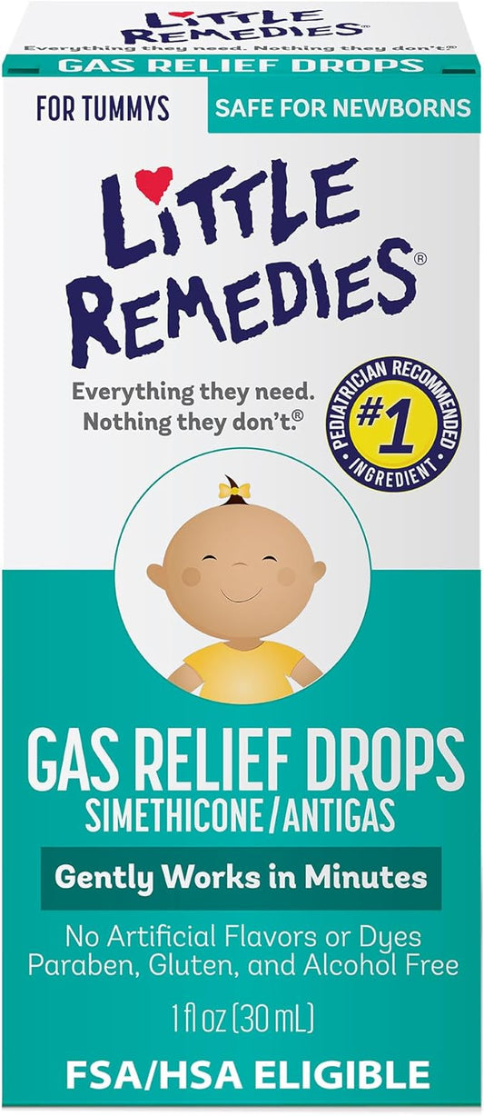 Little Remedies Newborn Gas Relief Drops, Relieves Discomfort From Gas, Baby Medicine with No Artificial Flavors or Dyes, Natural Berry Flavor, 1 Fl Oz