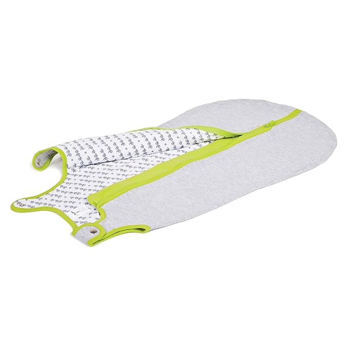 Baby Deedee 100% Cotton Sleeping Sack, Baby Sleeping Bag Wearable Blanket, Sleep Nest Lite, Newborn and Infants, Heather Gray Lime, Small (0-6 Months)