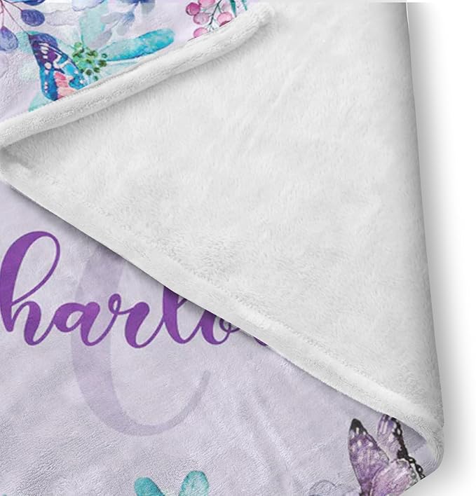 Custom Baby Bedding Set, Personalized Purple Butterfly Bedding, Baby Blanket Fitted Sheet Changing Cover Nursery Rug Room Decor Gift Idea