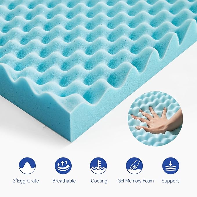 Choc chick 3.5 Inch Memory Foam Mattress Topper Twin XL, Dual Layer 2 Inch Gel Egg Crate Memory Foam Plus 1.5 Inch Down Alternative Pillow Top Mattress Pad, Support for Back Pain