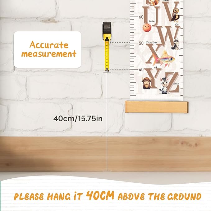 Woodemon Customize Name Growth Chart Wall, Cute Letters Canvas Height Chart for Kids, Height Indicator Tape Ruler Growth Chart Decor, Toddler Room Decoration, Baby Measuring Board