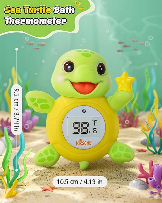 Baby Bath Thermometer, Digital Water Temperature Monitor for Newborns & Toddlers, Accurate Temperature Readings, BPA-Free, °F/°C, Floating Turtle Toy with Bath Water Safety