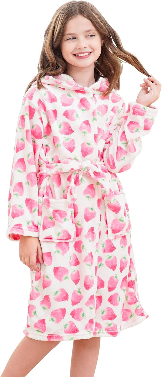 Doctor Unicorn Soft Hooded Rainbow Bathrobe Sleepwear for Girls