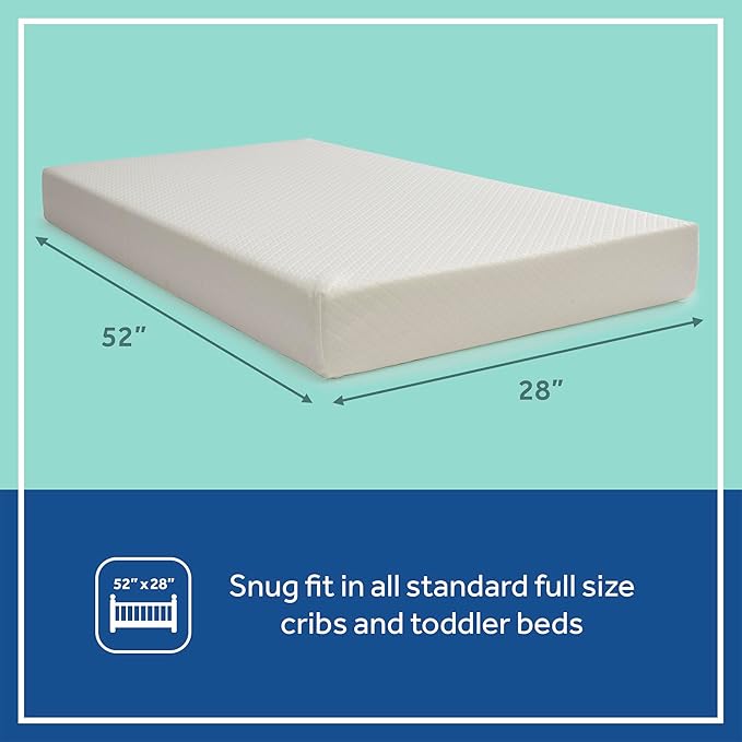 Sealy Baby Butterfly Knit Breathable Crib Mattress, GREENGUARD GOLD Certified, Made in USA, Premium Foam, Washable Easy to Clean Cover, Toddler Bed Fit, Safety & Quality Tested, 52x28"