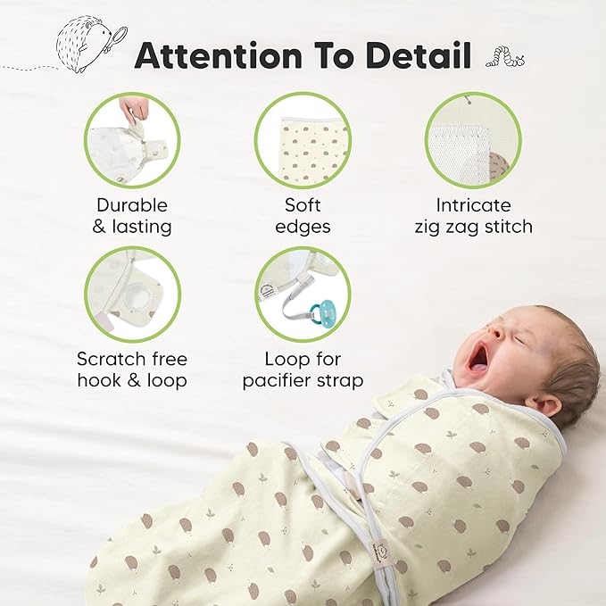 KeaBabies 3-Pack Organic Baby Swaddle Sleep Sacks - Swaddles for Newborns, Infant 0-3 Months, Baby Girls, Boys, Soft & Snug Newborn Sleep Sack, Nursery Swaddling Blankets (Dino Ridge)