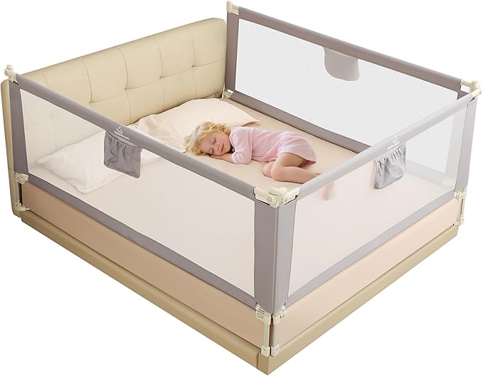 Quick Assembled Bed Rail for Baby, Foldable Toddlers Bed Rails, Height Adjustable Bed Rail Guard, Steady and Safty for King Size Bed (2 Sides 78.7"+1 Side 74.8'')