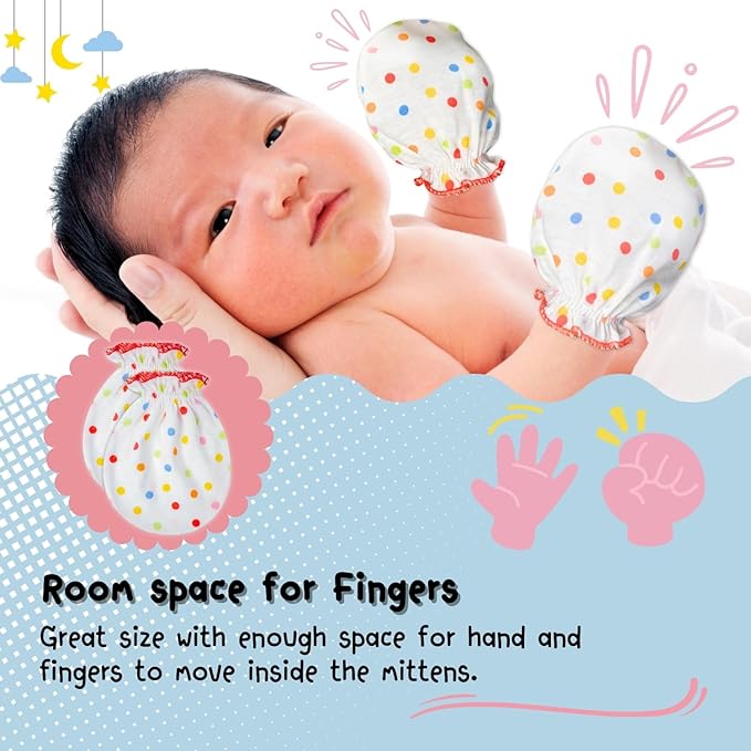RATIVE Baby Mittens No Scratch Organic Cotton for Newborn 0-6 Months | Baby Essentials Must-Haves for Boys & Girls