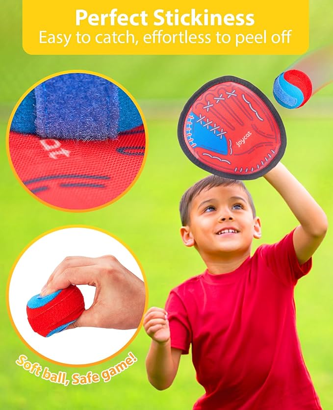 JoyCat Toss and Catch Ball Game Set,Kids Toddler Baseball Glove,Beach Yard Outdoor Games,Sports&Outdoor Play Kids Toys for Family,Birthday for Ages 3 4 5 6 7 8-12 Year Old Boys Girl