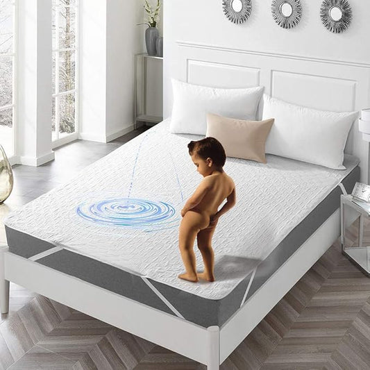 King Size Mattress Protector Cover Waterproof Quilted Fitted Soft Cotton Mattress Cover Pad Washable Mattress Bed Protector with Elastic Band