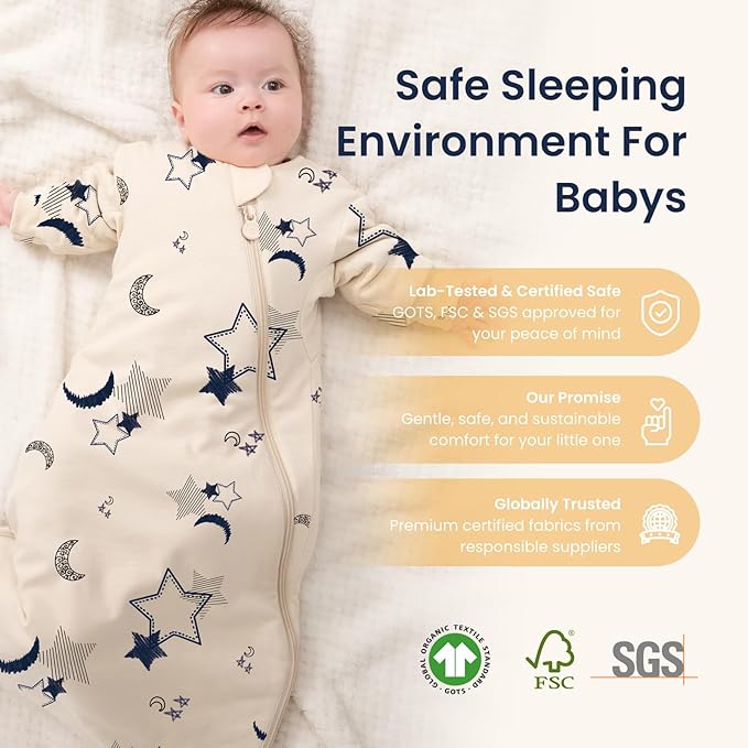 Unisex Sleeping Bag for Babies and Toddlers 3.5 Tog Sleep Sack, Baby Sleep Sack, One piece with sleeves, Gifts for Baby