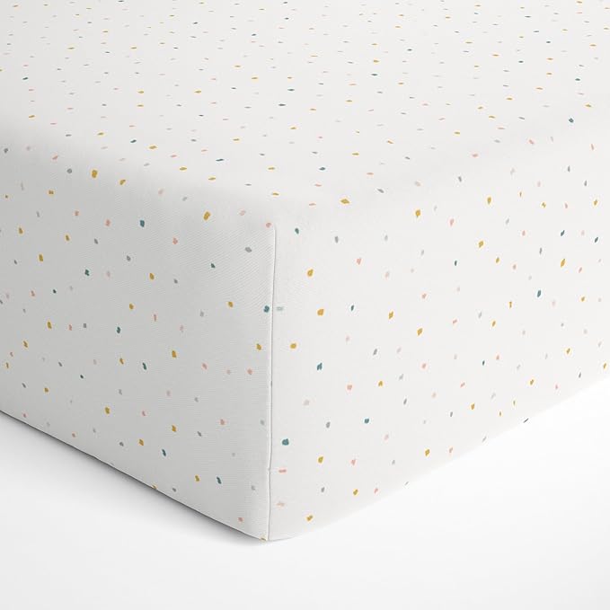 Makemake Organics GOTS Certified Organic Cotton Fitted Crib Sheet Soft Breathable (28"x52", Dotty)