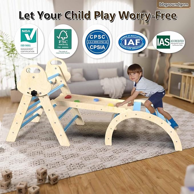Wooden Indoor Climbing Toy for Children, Foldable Play Equipment