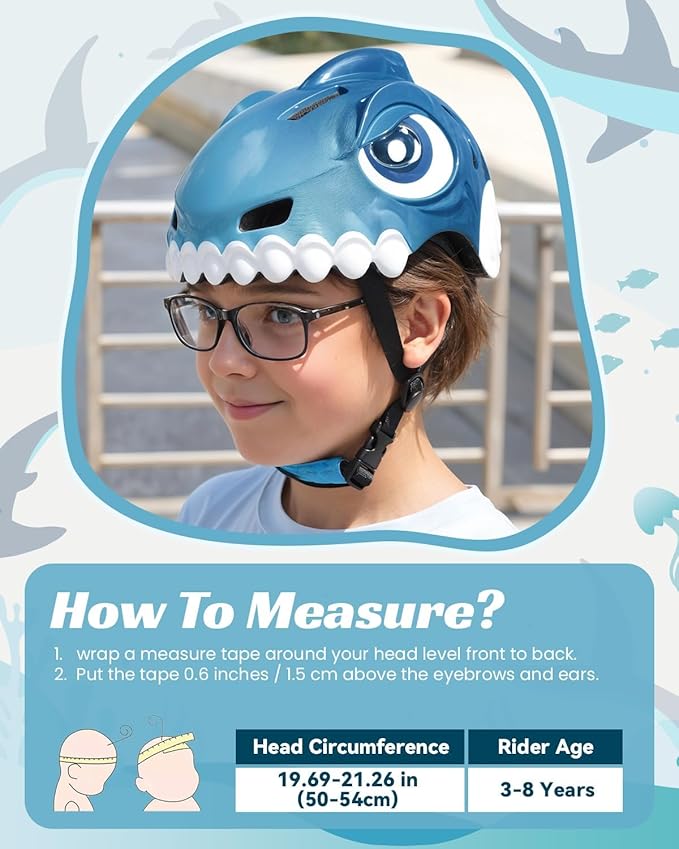 Bike Helmet for Kids 3-5-8 Toddler Bike Helmet Animal 3D Cartoon Boys Girls Safety Adjustable Kids Helmet and Pads Set for Cycling Scooter Skateboard