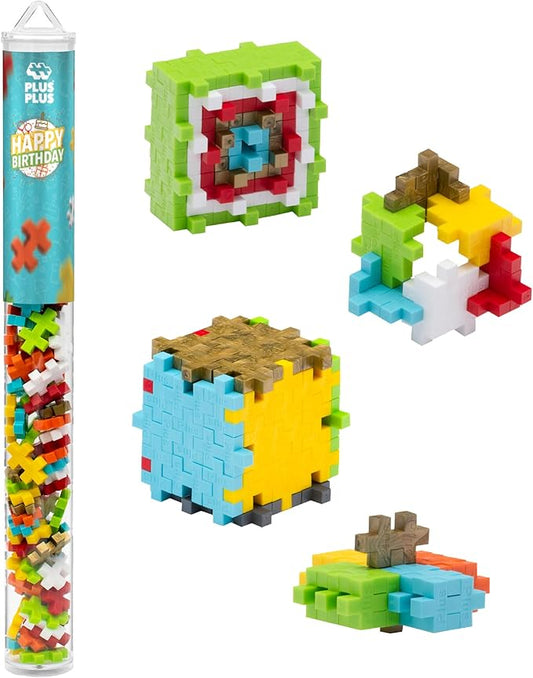 PLUS PLUS 70 Piece Interlocking Building Blocks for Kids, Open Ended Connecting Toys, Stem Bin Classroom Mini Manipulatives - Birthday Mix Play Tube