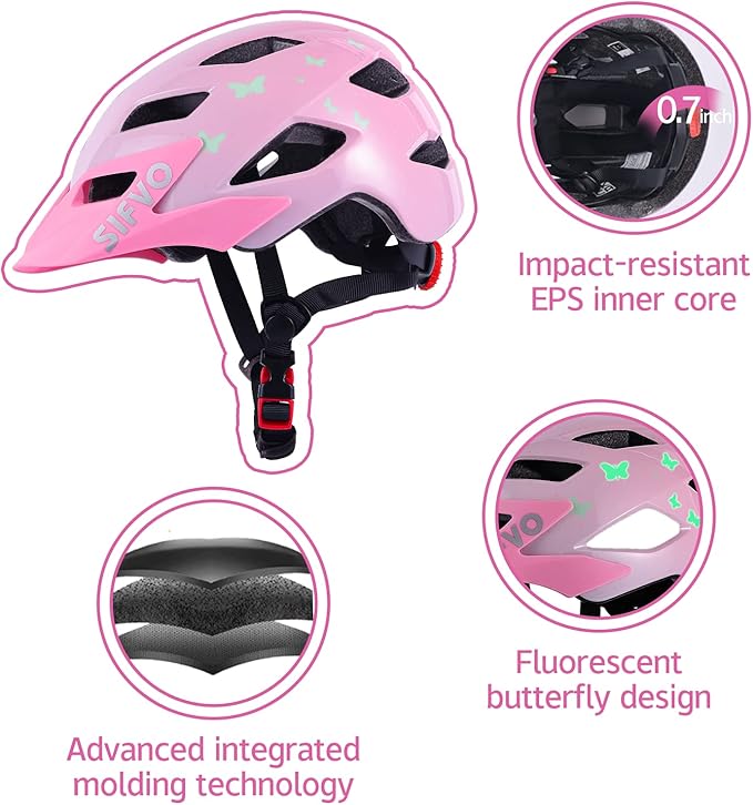 Kids Helmet, SIFVO Kids Bike Helmet Boys and Girls Bike Helmet with Cool Visor Helmet for Kids 5-14, Kids Bike Helmets Youth Bike Helmet Adjustable & Lightweight 50-57cm