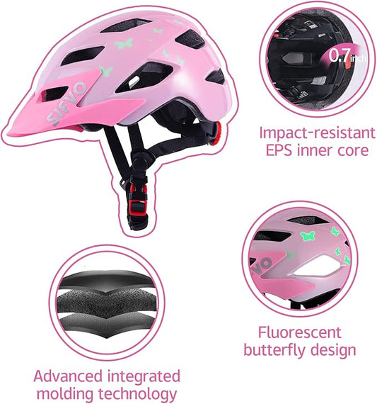 Kids Helmet, SIFVO Kids Bike Helmet Boys and Girls Bike Helmet with Cool Visor Helmet for Kids 5-14, Kids Bike Helmets Youth Bike Helmet Adjustable & Lightweight 50-57cm
