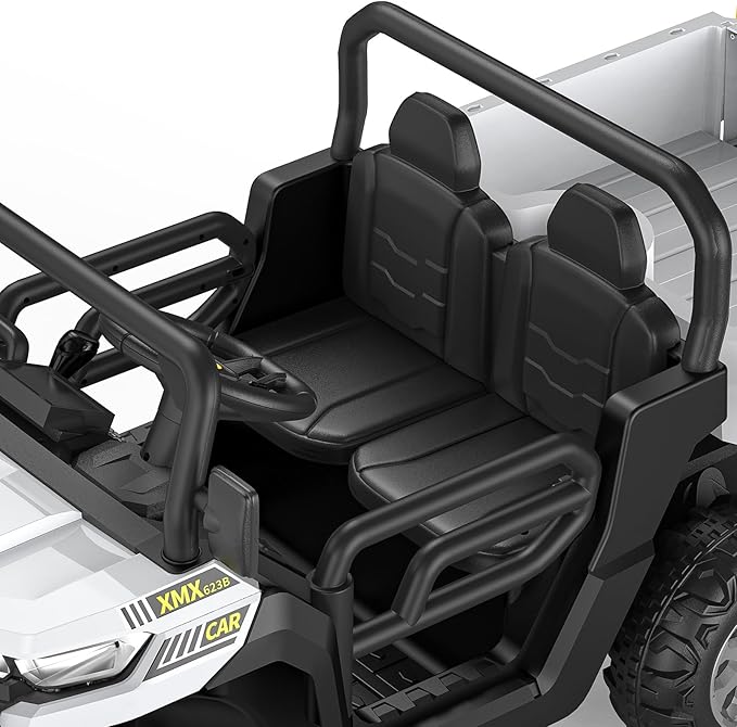2-Seater Kids Ride On Dump Truck, 75W Electric Ride On UTV Toys with Remote Control, Dump Bed, PP Tire x 6, LED Light & Music, 24V 4WD Power Ride On Truck Car for Boys Girls (White)
