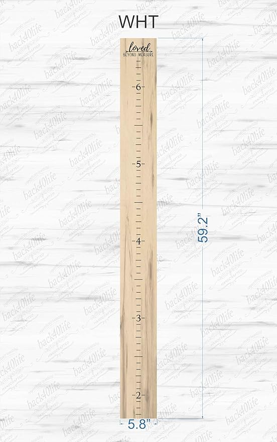 Farmhouse Style Wooden Kids Growth Chart Ruler for Boys and Girls (Rustic Brown - WHT)