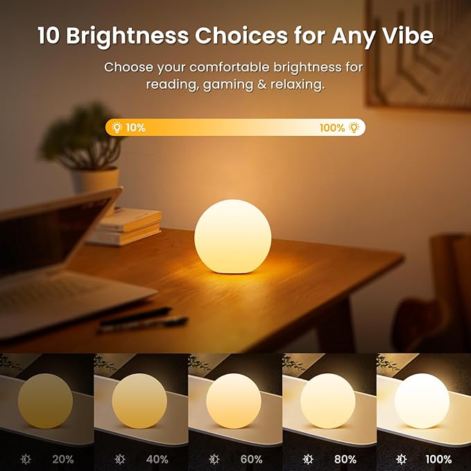 LOFTEK 3-inch Rechargeable LED Ball Lights, Sphere Night Light, 16 RGB Color Glowing Mood Lighting, IP65 Waterproof Ambient Light for Home Bedroom Patio Pool Bathtub Decorative Lighting, 1 Pack