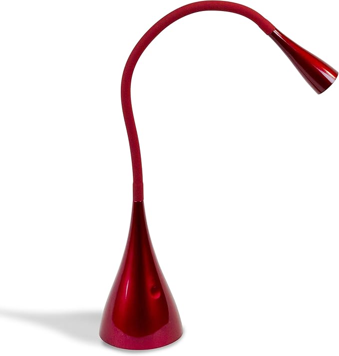 Newhouse Lighting NHGS-LED-RD Red Flexible Touch Sensor Switch Energy-Efficient LED Goose Neck Desk Lamp in 3000K Warm White Color Temperature with USB 2.1A Charging Port
