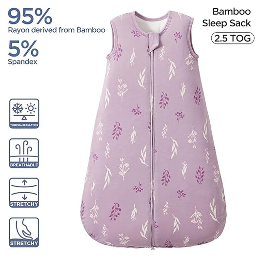 Duomiaomiao 2 Pack Baby Sleep Sack 95% Rayon Made from Bamboo,5% Spandex,2.5 TOG Baby Wearable Blanket 18-36 Months, Premium Soft Winter Toddler Sleep Sack, 2-Way Zipper Sleeping Bag for Unisex Babies