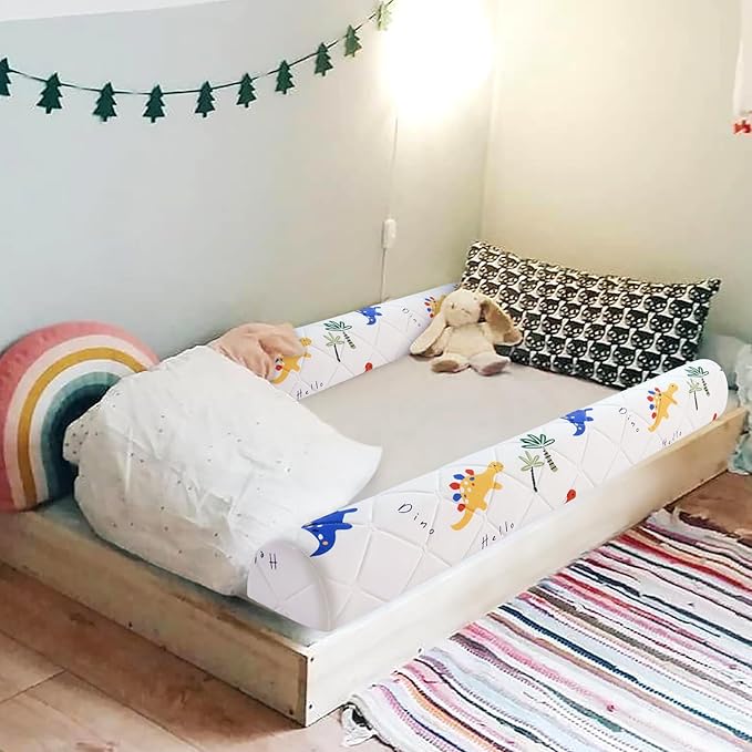 2-Pack Premium Foam Bed Bumpers for Toddler, Non-Slip Bed Rails for Toddlers for Twin, Queen, King Beds, Machine Washable Bumpers Cover for Easy Care（Size: 52" x 7" x 5"）