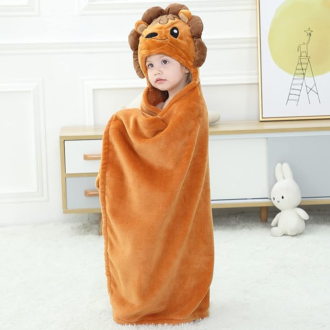 Wearable Blanket Hoodie for Kids Toddlers Hooded Towels Soft Cozy Wearable Throw Blanket Hoodie for Boys Girls
