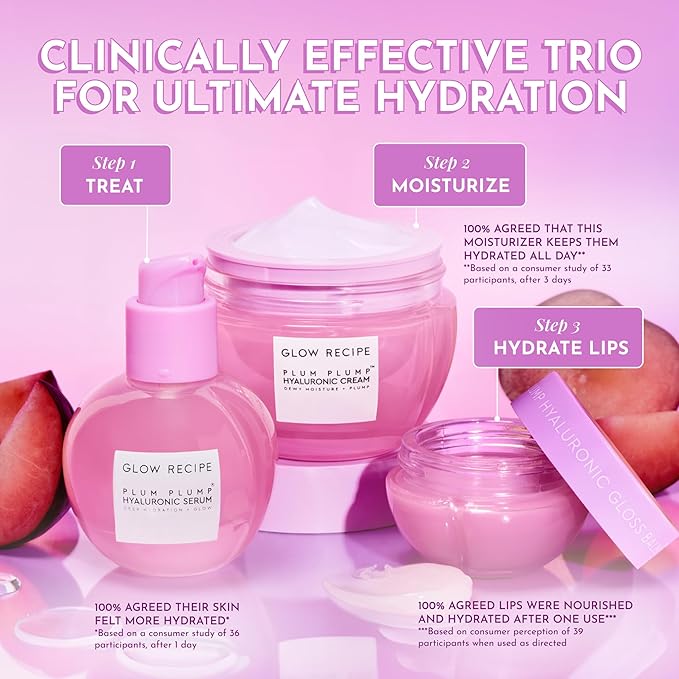 Glow Recipe Plum Plump Hyaluronic Acid Face Cream - Hydrating, Firming & Plumping Facial Moisturizer for Women & Men - Korean Skin Care with Polyglutamic Peptides to Reduce Dry Skin Wrinkles (50ml)