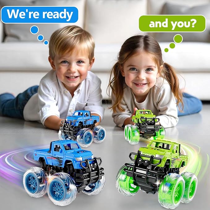 Monster Trucks Toys for Toddlers Boys: Light-up Wheels for Kids Age 2-4 Years Old,Toy Car for Kid Ages 3-5,Boy Cars to 3-6,Toy Truck for Toddler 1-3,Jam Birthday Gift for Children 1-3