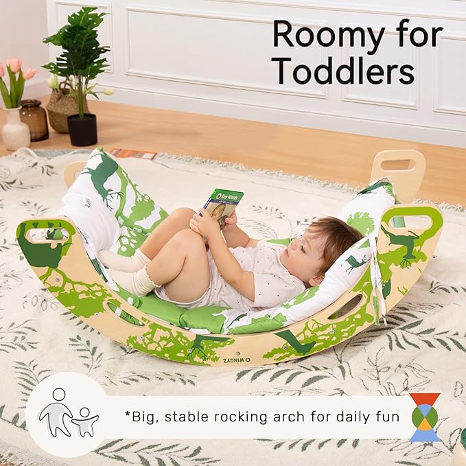 wingyz 8-in-1 Pikler Triangle Set with Cushion-Foldable Baby Climbing Toys with Arch, Ramp & Ladder | Montessori Toddler Climber Indoor Jungle Gym for 1-3 Year Olds (Green)