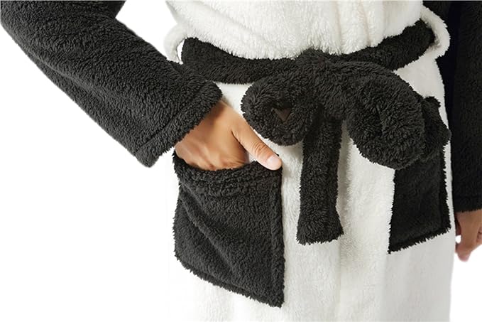 CuteOn Bathrobe for Women Soft Fleece Hooded Plush Loungewear