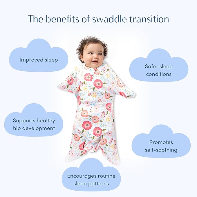 SleepingBaby Zipadee-Zip Transition Swaddle - Cozy Baby Swaddle Blanket with Zipper Convenience - Roomy Wearable Blanket for Easy Diaper Changes - Pink Poppy, Small (4-8 Month) - 2 Pack