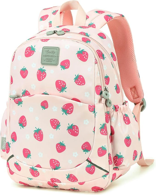 CAMTOP Toddler Backpack for Boys Girls 2-4, Kids Backpacks for Kindergarten Preschool, 12" H Small Bookbag for Daycare Travel (L - Pink Strawberry, 15"- Fit A4 Folder)