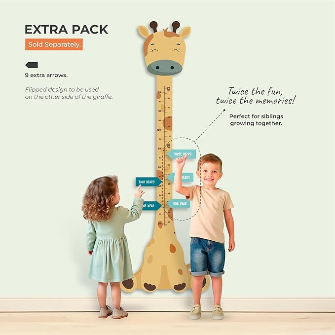 Matilda The Giraffe - Wooden Growth Chart for Kids | Wall Height Chart for Children | Cute Wall Ruler for Kids | Track Height Measurement Up to 4ft | Easy to Install, No Tools Needed