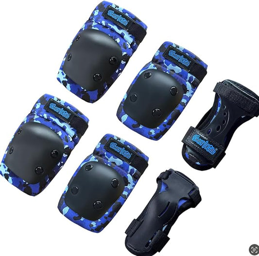 Simply Kids Knee and Elbow Pads with Wrist Guards, HardSoft Pad Tech. - CPSIA Certified Protective Gear Set - Inline Roller Skate Skateboard Bike Knee Pads for Kids Child Girls Boys Toddler Youth