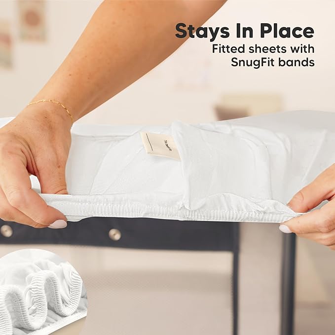 2-Pack Mini Crib Sheets Fitted - 38x26 Pack N Play Sheets for Pack and Play Mattress, Organic Cotton, Soft & Breathable Playard Bedding, Neutral Mini Toddler Bed Cover for Boys, Girls (Soft White)