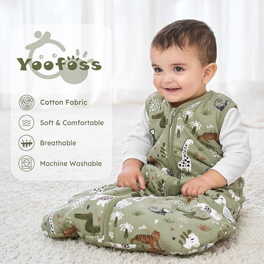 Yoofoss Baby Sleep Sack 6-12 Months, TOG 2.5 Baby Wearable Blanket with 2-Way Zipper, 100% Organic Cotton Fabric Winter Newborn Sleeping sack, Warm Soft Comfy(Medium)