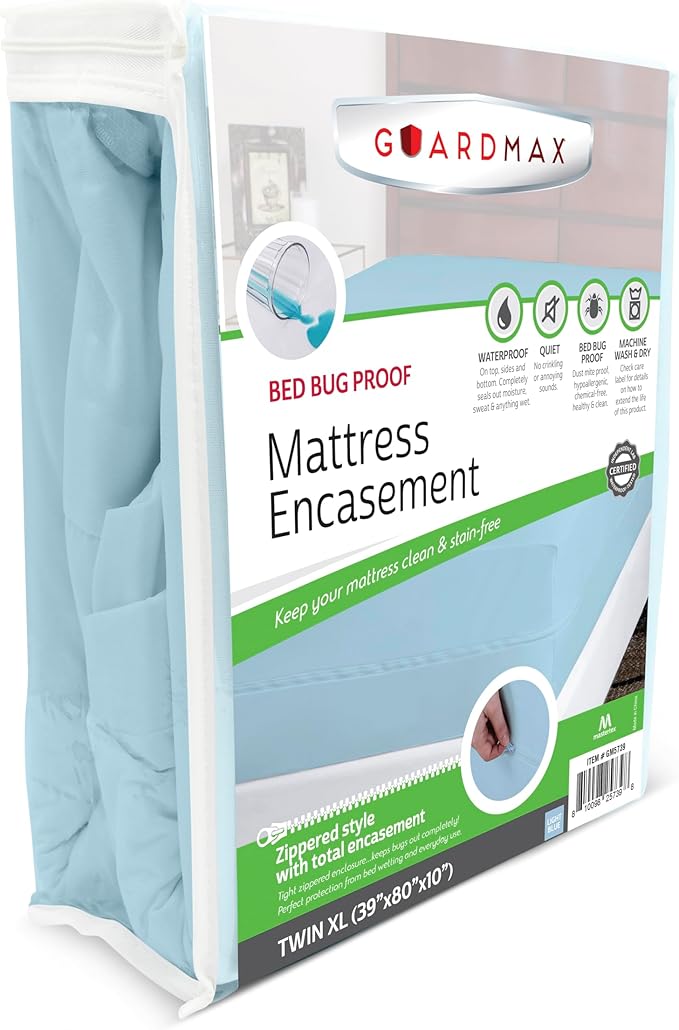 Guardmax Jersey Knitted Twin XL Zippered Mattress Encasement - Waterproof & Bed Bug Proof Mattress Protector - Comfortable, Soft, and Noiseless Zippered Bedding - Dust Mite Proof (39 x 80 x 10)