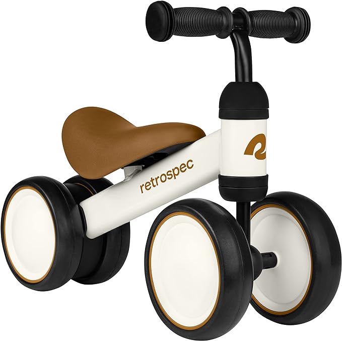 Retrospec Cricket Baby Walker Balance Bike with 4 Wheels for Ages 12-24 Months - Baby Toys & Toddler Toys for 1 Year Olds - Ride On Bicycle - Boys & Girls
