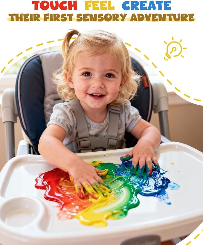 JUPITEARTH 6 Colors Washable Tempera Paint for Kids, 4.06oz(120ml) Non Toxic Finger Paint for Toddlers, Set Included Brush, Cups, Art Smock