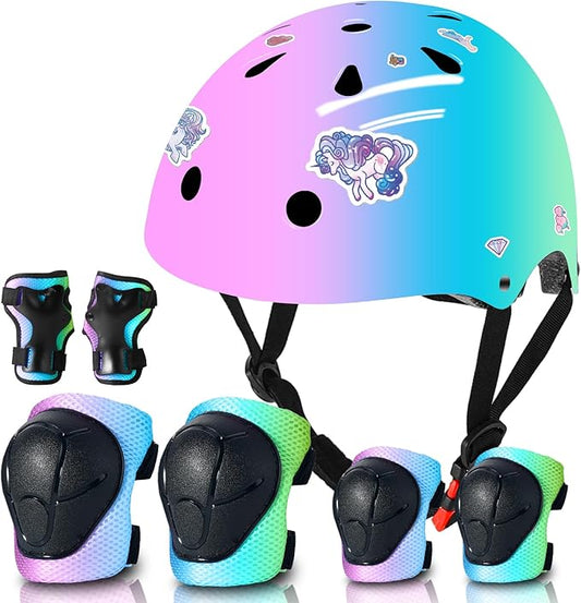 Adjustable Color Gradient Toddler Kids Bike Helmet for 3-5-8-14+Ages Girls Boys.Skateboard Bicycle Toddler Helmet 2-4 Years for Multi-Sports Cycling Scooter Inline Roller Skates Rollerblading