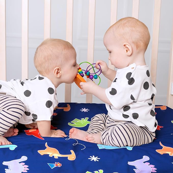 UOMNY Crib Sheet, Dinosaur Crib Sheets Baby Sheet for Standard Crib and Toddler Mattresses Nursery Bedding Sheet Crib Mattress Sheets for Boys and Girls 1 Pack Toddler Sheet