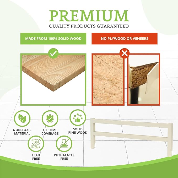 CC KITS Safety Guard Rail for Baby, Kids and Children - Solid Wood Safety Bed Rail for Toddlers - Easy Installation - Premium Protection for Bunk, Twin, Full, Queen and King Size Beds - (French White)